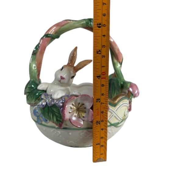 Fitz and Floyd Classics Bunny Basket Planter Floral Ceramic Easter Spring Decor - Picture 10 of 12